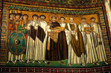 The Emperor Justinian depicted in the mosaics of San Vitale